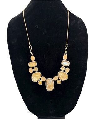 Gold-Tone Statement Adjustable Necklace with Champagne Resin Stones